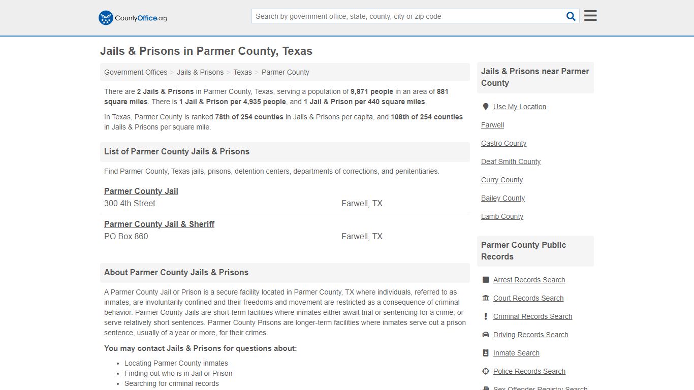 Jails & Prisons - Parmer County, TX (Inmate Rosters & Records)